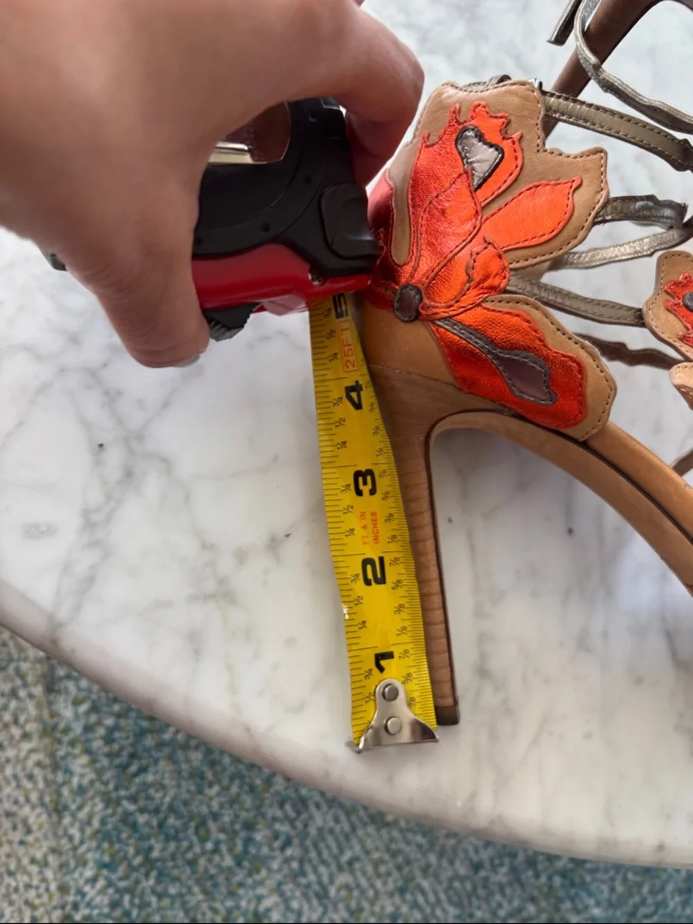 Jimmy Choo Lolita 100 Orange Metallic Sandals - Picture 4 of 6